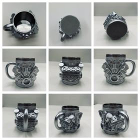 Cool 3D V8 Engine Design Mug - Unique Mechanical Style Cup for Car Enthusiasts