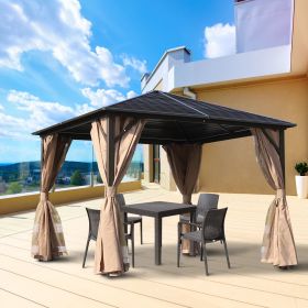 10' x 10' Hardtop Gazebo Canopy with Galvanized Roof (Option: Brown-2230x385x255 mm)