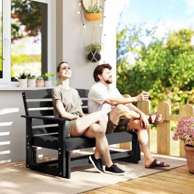 Patio Glider Bench w/ HDPE Slatted Double Rocking Chair (Option: Black-1200x280x715 mm)