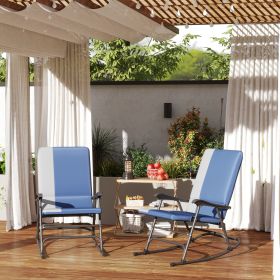 Outdoor Rocking Chairs Set of 2 (Option: Dark Blue-1185x295x720 mm)