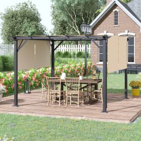 12' x 10' Outdoor Retractable Pergola Canopy with Sun Shade Unique Design Canopy Patio Shelter for Garden Porch Beach (Option: Beige-2180x220x200 mm)