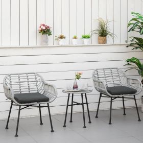 3 Piece Patio Set (Option: Gray-640x640x670 mm)